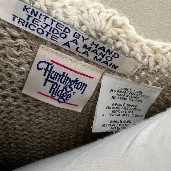 Vtg Huntington Ridge Sweater Vest Large Women Hand Knitted Vneck Grandmacore 90s - Picture 5 of 6